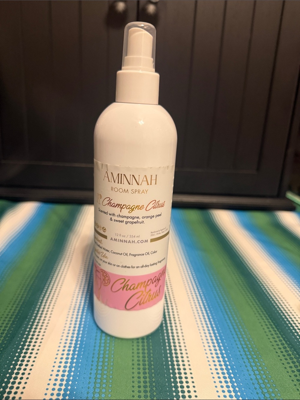 Aminnah Champagne Citrus Room Spray - Pink/White